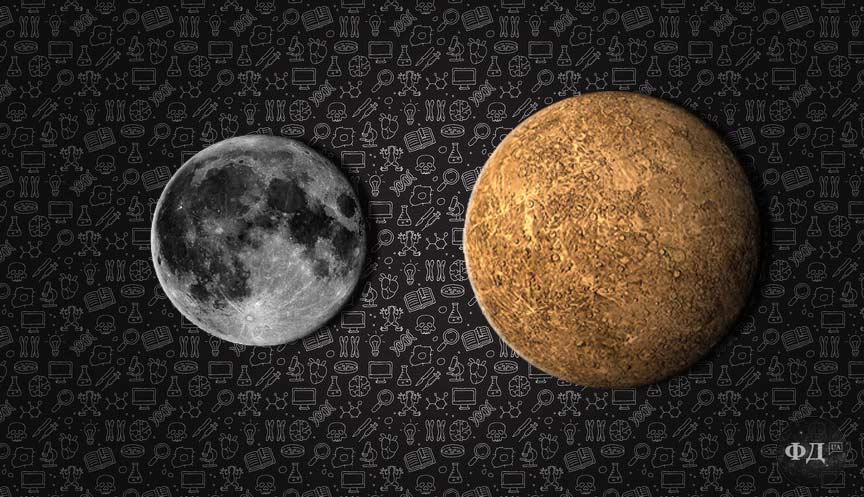 Розміри Меркурія і Місяця