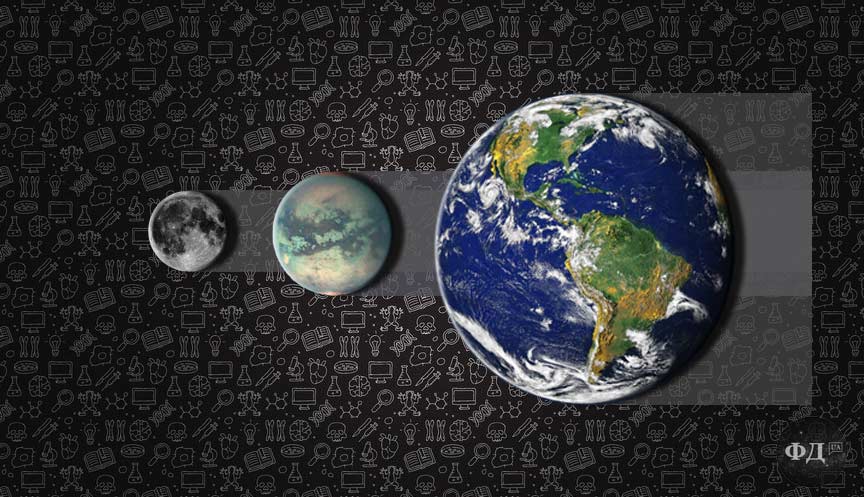 Розміри Місяця, Титана і Землі